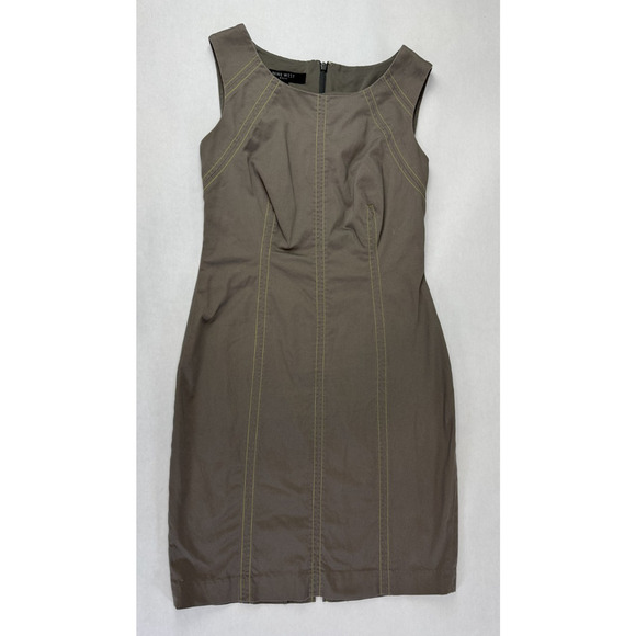 Nine West BodyCon Dress Neutral Boho Office Size 2 Brown Workwear Minimalist - Picture 1 of 8